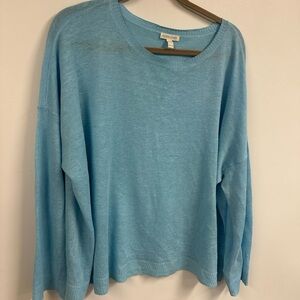 Eileen Fisher Sky Blue Linen Knit Top